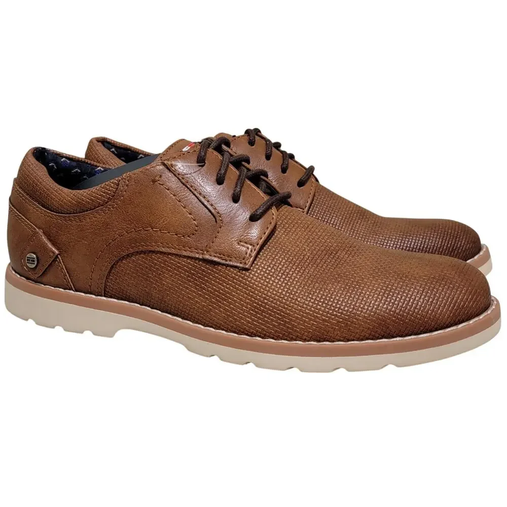 Tommy Hilfiger Men Nemoza Textured Plain Toe Derby Oxfords Size US 7M Brown